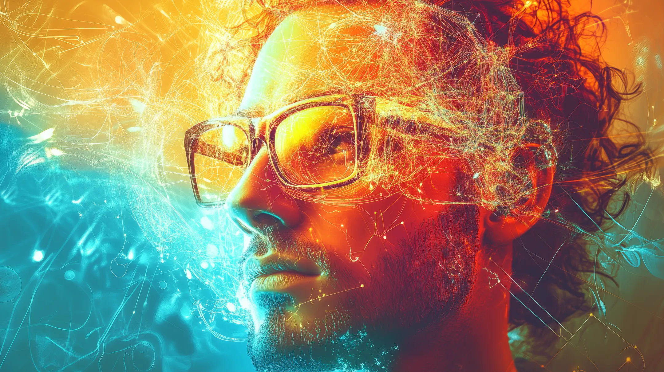 Visualização futurista de uma rede neural quântica com emaranhamento quântico e cores vibrantes.